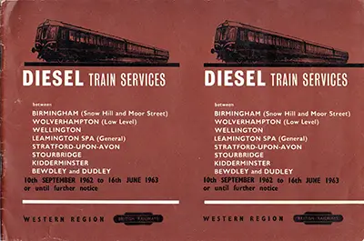 Birmingham area timetable September 1962