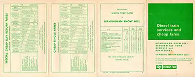 Outside of February 1965 Birmingham - Bewdley - Stourport - Hartlebury timetable