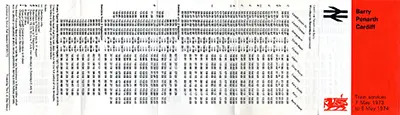 Barry - Penarth - Cardiff May 1973 timetable outside