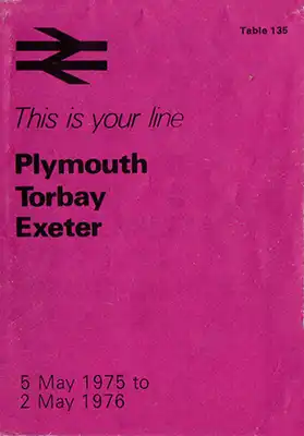 Front of May 1975 Plymouth - Torbay - Exeter timetable
