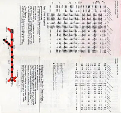 Inside of March 1976 Plymouth - Torbay - Exeter timetable