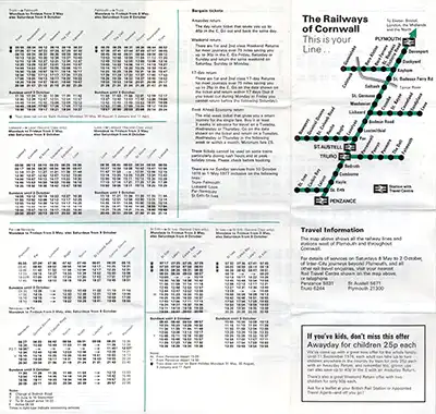 Cornwall May 1976 timetable inside