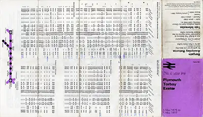 Outside of May 1976 Plymouth - Torbay - Exeter timetable