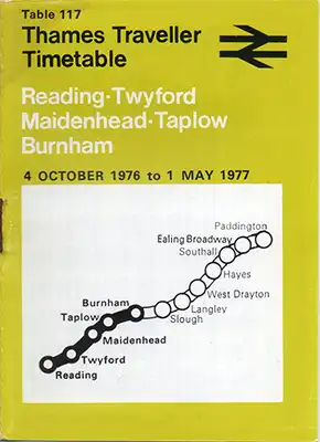 Front of October 1976 Reading - Burnham timetable
