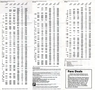 May 1977 London Reading Didcot Oxford timetable inside