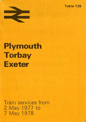 Front of May 1977 Plymouth - Torbay - Exeter timetable