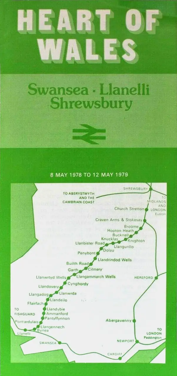 front of May 1978 Heart of Wales Line timetable