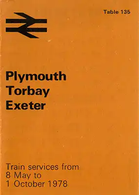 Front of May 1978 Plymouth - Torbay - Exeter timetable