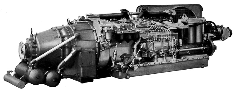 C8 engine with fluid coupling