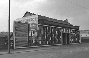 Decorated entrance to Kelvin Hall station